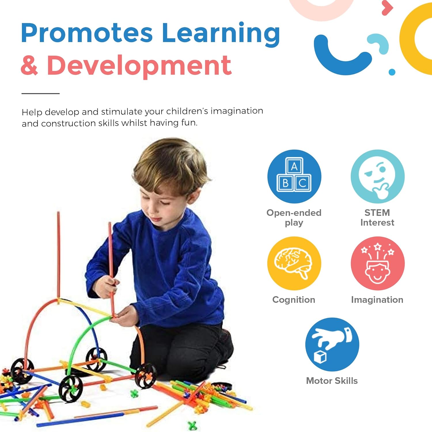 Playlearn Straws & Connectors (856 Pieces including wheels)