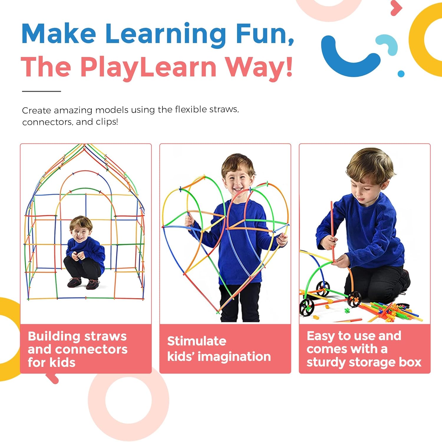 Playlearn Straws & Connectors (856 Pieces including wheels)