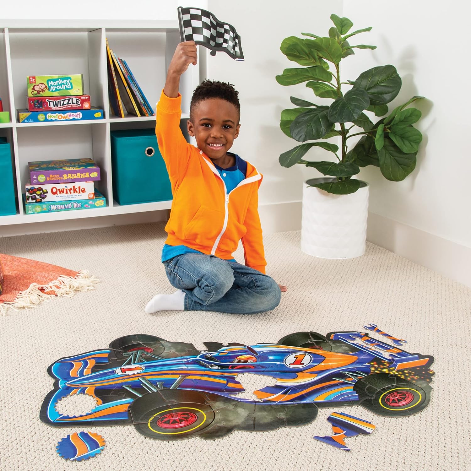 Shiny racecar floor puzzle