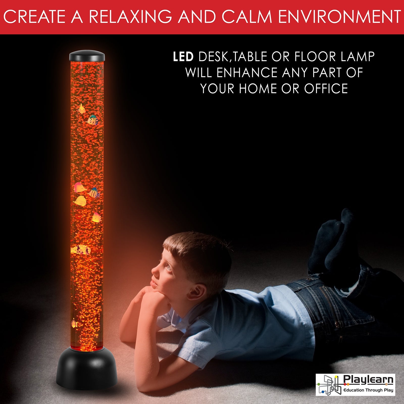 Playlearn Bubble Tube - Black with fish