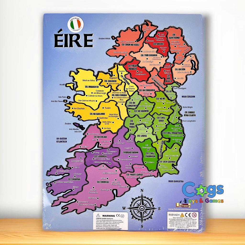 Counties of Ireland Wooden Jigsaw As Gaelige
