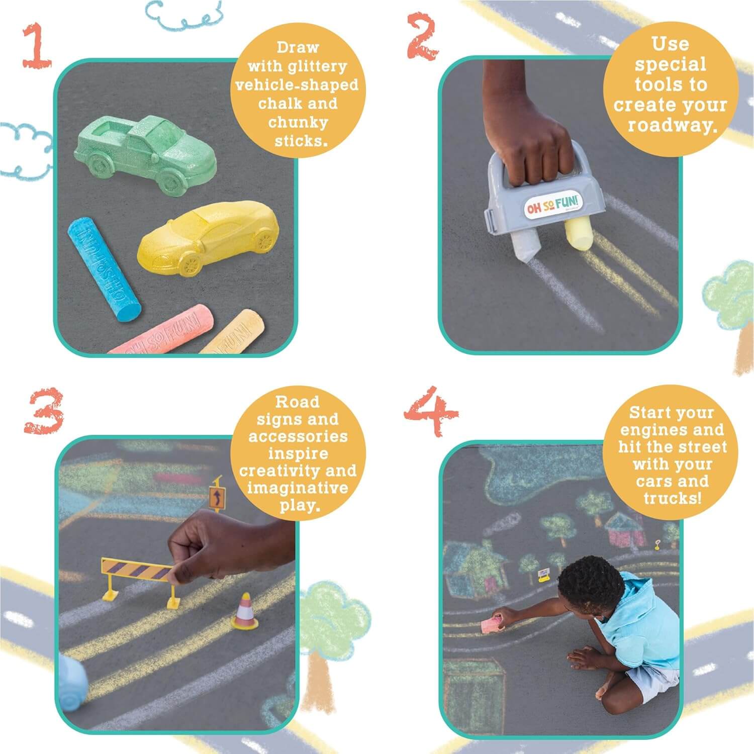 Oh So Fun! Cars and Trucks Chalk Set