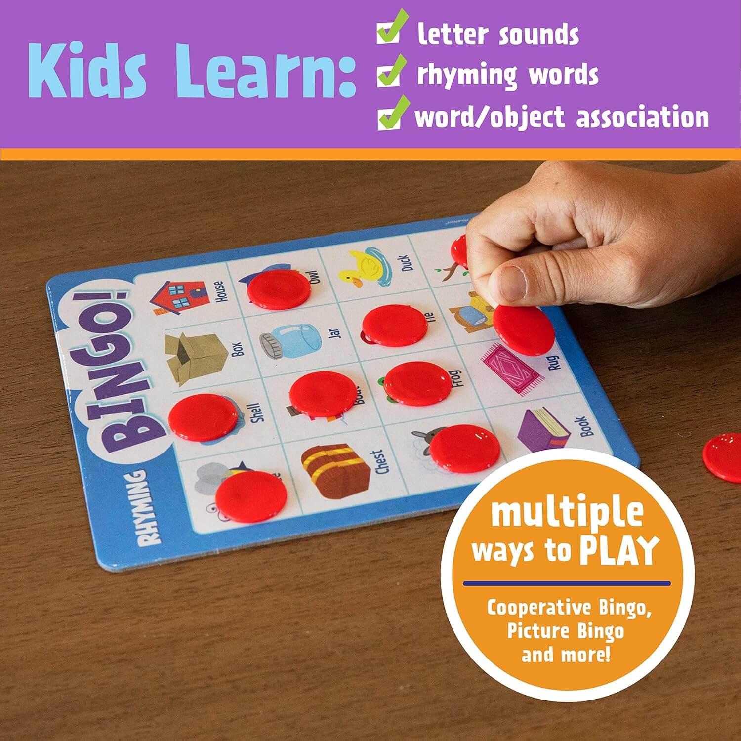 Peaceable Kingdom Rhyming Bingo - Reading and Learning Game