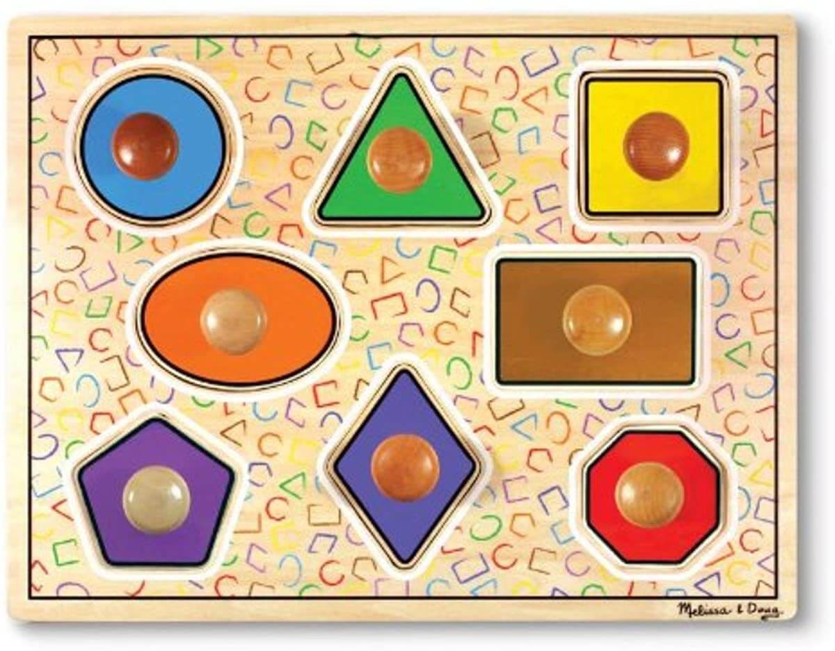 Deluxe Jumbo Knob Wooden Puzzle - Shapes (8 pcs)