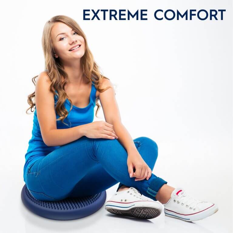 Wiggle Antimicrobial Seat Sensory Cushion ? Blue 27cm ? Flexible Alternative Seating ? By Bouncyband